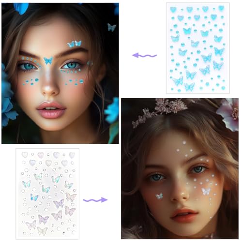 MAYCREATE® Face Stickers 3D Crystal Butterfly Sticker Self-Adhesive Glitter Stickers for Hair Decoration Rhinestone Sticker for Face, DIY Crafts, Makeup, Nail Art MAYCREATE® Face Stickers 3D Crystal Butterfly Sticker Self-Adhesive Glitter Stickers for Hair Decoration Rhinestone Sticker for Face, DIY Crafts, Makeup, Nail Art